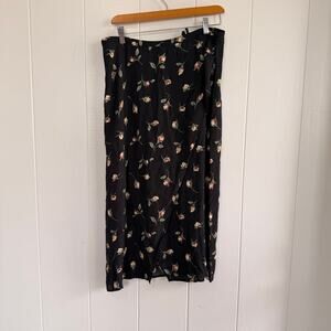 PAIGE Bestia Rose Bud Black Midi Skirt Size Large